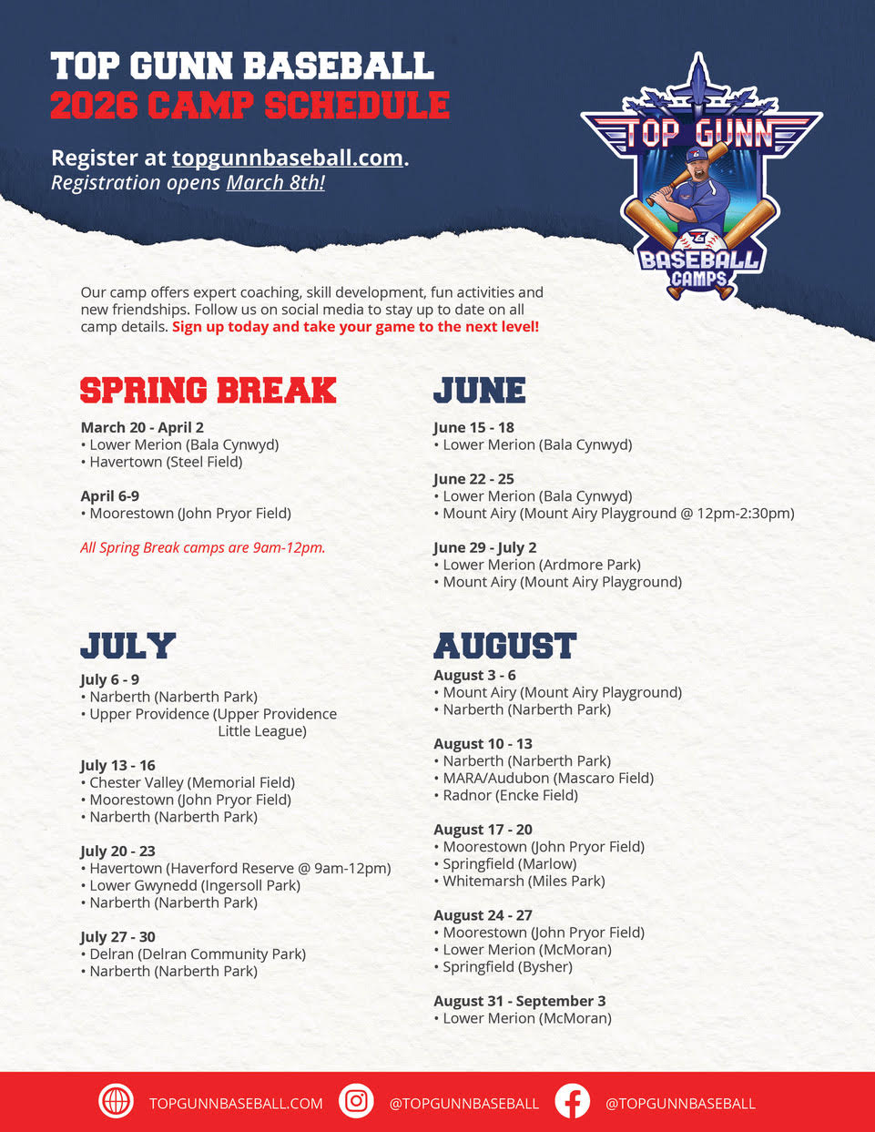 2026 Top Gunn Camp Schedule 2026 Top Gunn Camp Schedule